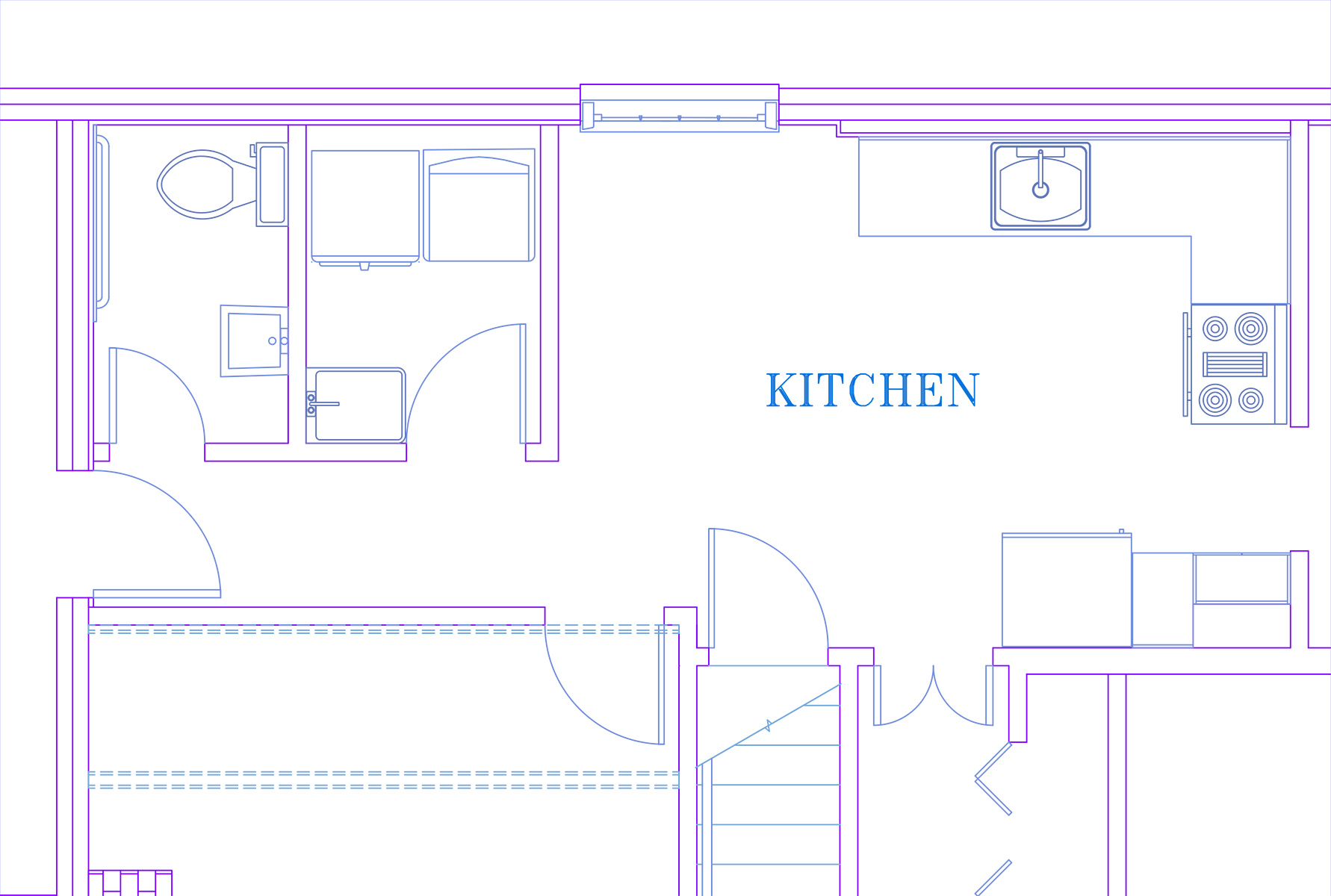 Decorative floor plan. Drafting: Floor plan. Kitchen.